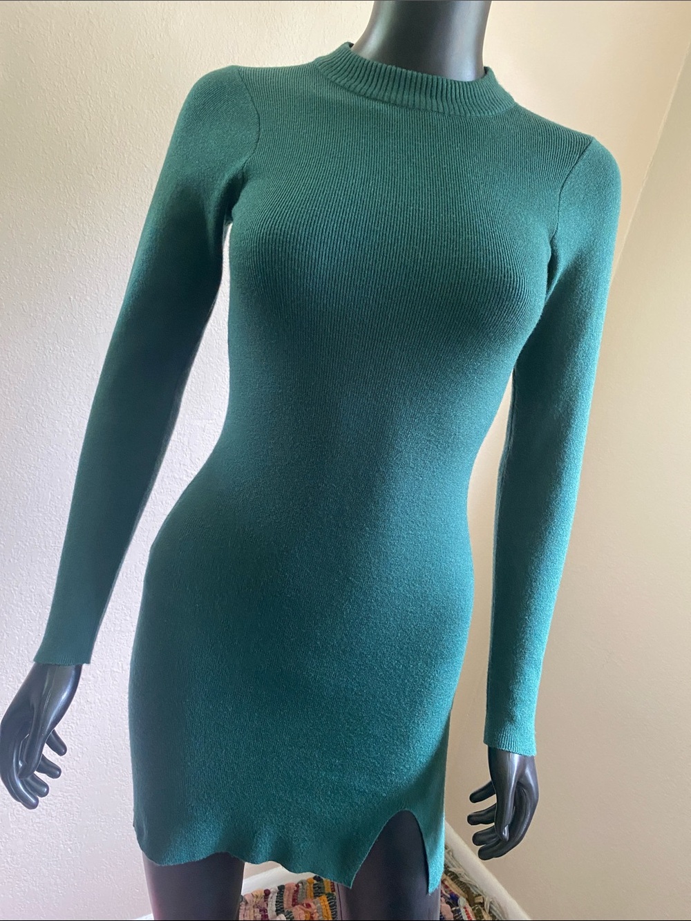 Altar'd State Forest Green Long Sleeve Knit Sheath Dress